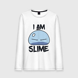 Лонгслив хлопковый мужской I AM SLIME, Я СЛИЗЬ, цвет: белый