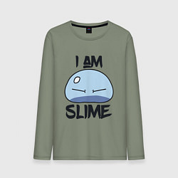 Лонгслив хлопковый мужской I AM SLIME, Я СЛИЗЬ, цвет: авокадо