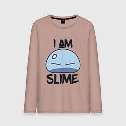 Лонгслив хлопковый мужской I AM SLIME, Я СЛИЗЬ, цвет: пыльно-розовый