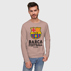 Лонгслив хлопковый мужской Barcelona Football Club, цвет: пыльно-розовый — фото 2