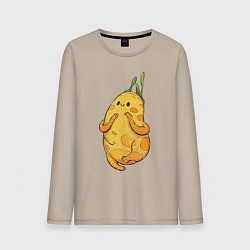 Лонгслив хлопковый мужской Милая картошка, цвет: миндальный