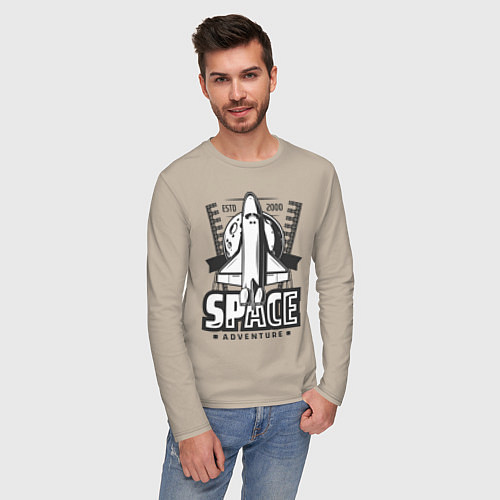 Мужской лонгслив Космический корабль / Миндальный – фото 3