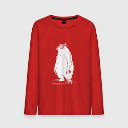 Лонгслив хлопковый мужской Курьер - Медведь, цвет: красный