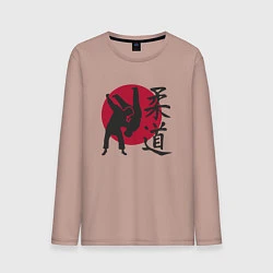 Лонгслив хлопковый мужской Дзюдо - Япония, цвет: пыльно-розовый