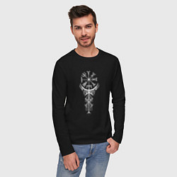 Лонгслив хлопковый мужской Вегвизир Vegvisir Руна Z, цвет: черный — фото 2