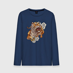 Лонгслив хлопковый мужской Год тигра, цвет: тёмно-синий