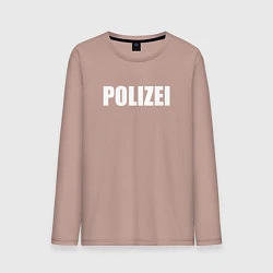 Лонгслив хлопковый мужской POLIZEI Полиция Надпись Белая, цвет: пыльно-розовый