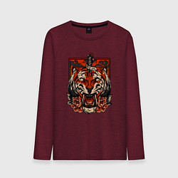Лонгслив хлопковый мужской Red Tiger, цвет: меланж-бордовый