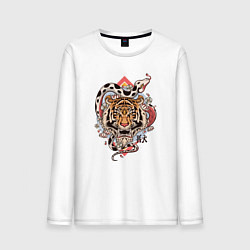 Лонгслив хлопковый мужской Тигр и Змея, цвет: белый