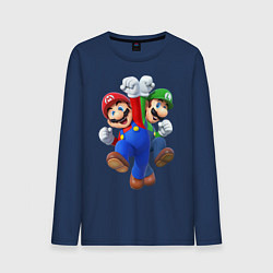 Лонгслив хлопковый мужской Mario Bros, цвет: тёмно-синий