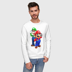 Лонгслив хлопковый мужской Mario Bros цвета белый — фото 2