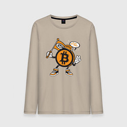 Лонгслив хлопковый мужской Биткоин BTC, цвет: миндальный