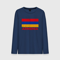 Лонгслив хлопковый мужской Armenia Flag, цвет: тёмно-синий