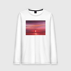 Лонгслив хлопковый мужской Сочный закат на море, цвет: белый