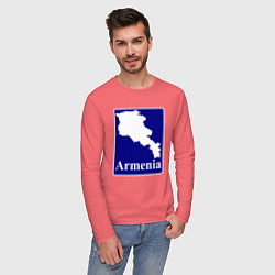Лонгслив хлопковый мужской Армения Armenia, цвет: коралловый — фото 2