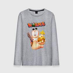 Лонгслив хлопковый мужской Worms-3D, цвет: меланж