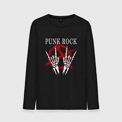 Лонгслив хлопковый мужской Панк Рок Punk Rock, цвет: черный