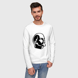Лонгслив хлопковый мужской Ленин Владимир Ильич, цвет: белый — фото 2