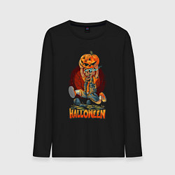 Лонгслив хлопковый мужской Halloween, цвет: черный