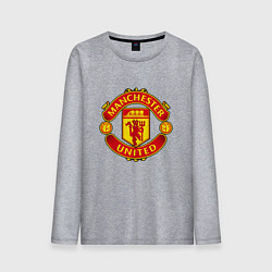 Лонгслив хлопковый мужской Манчестер Юнайтед логотип, цвет: меланж