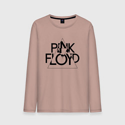 Лонгслив хлопковый мужской PINK FLOYD LOGO ПИНК ФЛОЙД, цвет: пыльно-розовый