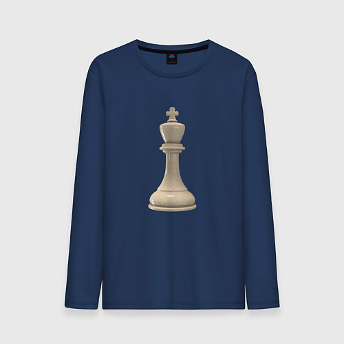 Мужской лонгслив Шахматная фигура Белый король / Тёмно-синий – фото 1