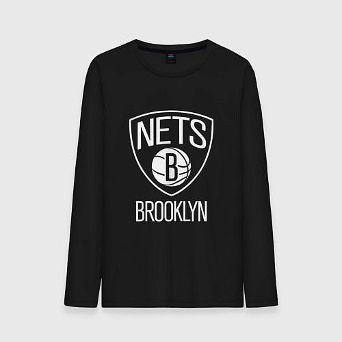 Мужской лонгслив Бруклин Нетс логотип / Черный – фото 1