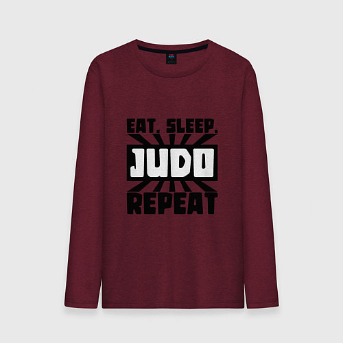 Мужской лонгслив Eat, Sleep, Judo, Repeat / Меланж-бордовый – фото 1