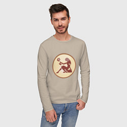 Лонгслив хлопковый мужской Дева бежевая зз, цвет: миндальный — фото 2