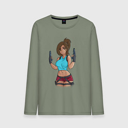 Лонгслив хлопковый мужской Lara Croft Tomb Raider, цвет: авокадо
