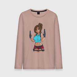 Лонгслив хлопковый мужской Lara Croft Tomb Raider, цвет: пыльно-розовый