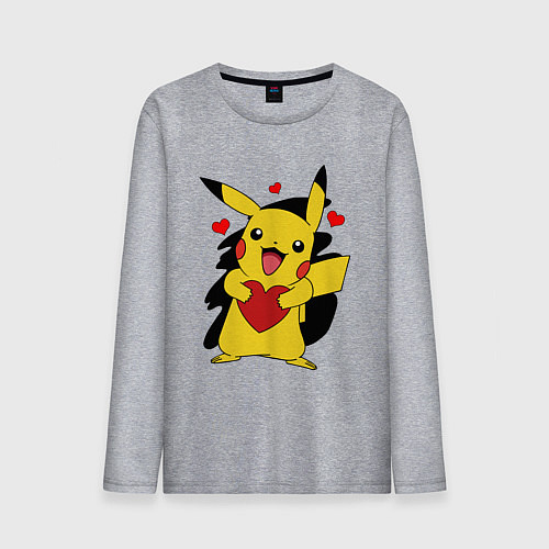 Мужской лонгслив ПИКАЧУ И СЕРДЕЧКО POKENON PIKACHU LOVE / Меланж – фото 1