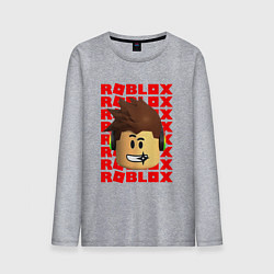 Лонгслив хлопковый мужской ROBLOX RED LOGO LEGO FACE, цвет: меланж