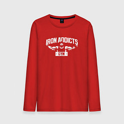 Лонгслив хлопковый мужской Iron Addicts Gym, цвет: красный
