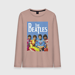 Лонгслив хлопковый мужской The Beatles - world legend!, цвет: пыльно-розовый