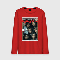 Лонгслив хлопковый мужской BTS БТС на обложке журнала, цвет: красный