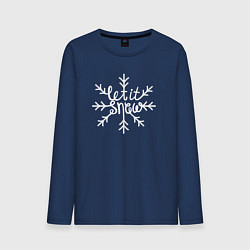 Лонгслив хлопковый мужской Snowflake Let it snow, цвет: тёмно-синий