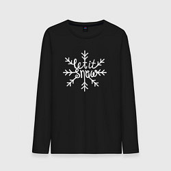 Лонгслив хлопковый мужской Snowflake Let it snow, цвет: черный