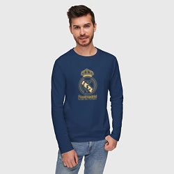 Лонгслив хлопковый мужской Real Madrid gold logo, цвет: тёмно-синий — фото 2