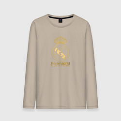 Лонгслив хлопковый мужской Real Madrid gold logo, цвет: миндальный