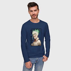 Лонгслив хлопковый мужской Доктор Стоун Сенку Ишигами, цвет: тёмно-синий — фото 2