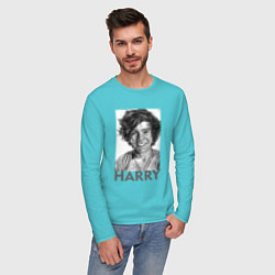 Лонгслив хлопковый мужской Harry Styles цвета бирюзовый — фото 2