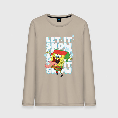 Мужской лонгслив LET IT SNOW ГУБКА БОБ / Миндальный – фото 1