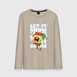 Лонгслив хлопковый мужской LET IT SNOW ГУБКА БОБ, цвет: миндальный