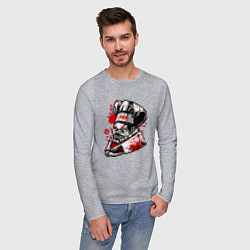 Лонгслив хлопковый мужской DOTA 2 ПУДЖ PUDGE, цвет: меланж — фото 2