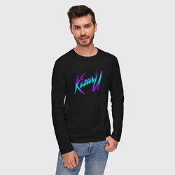 Лонгслив хлопковый мужской КИЗАРУ НЕОН ЛОГО KIZARU NEON LOGO, цвет: черный — фото 2