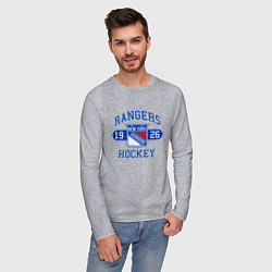 Лонгслив хлопковый мужской Нью Йорк Рейнджерс, New York Rangers, цвет: меланж — фото 2