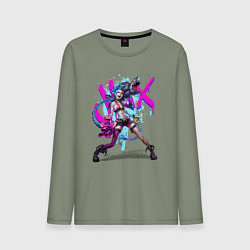 Лонгслив хлопковый мужской LOL JINX БРЫЗГИ КРАСОК, цвет: авокадо
