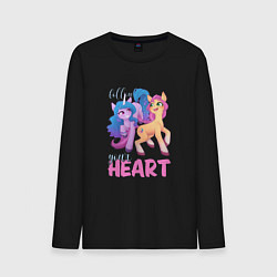 Лонгслив хлопковый мужской My Little Pony Follow your heart, цвет: черный