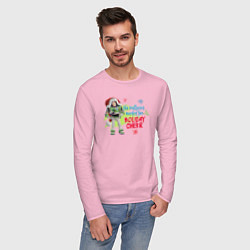 Лонгслив хлопковый мужской Buzz Holiday Cheer, цвет: светло-розовый — фото 2